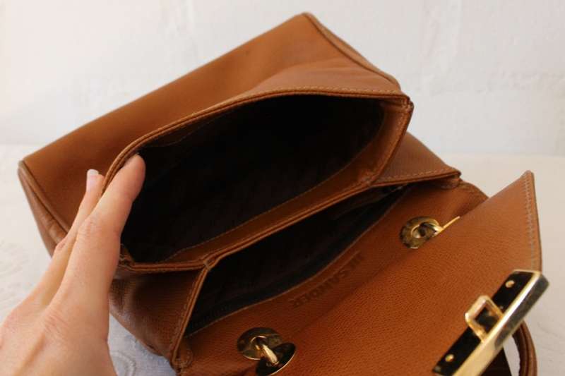 *JIL SANDER* DESIGNER GENUINE LEATHER TAN SMALL SATCHEL HANDBAG BAG