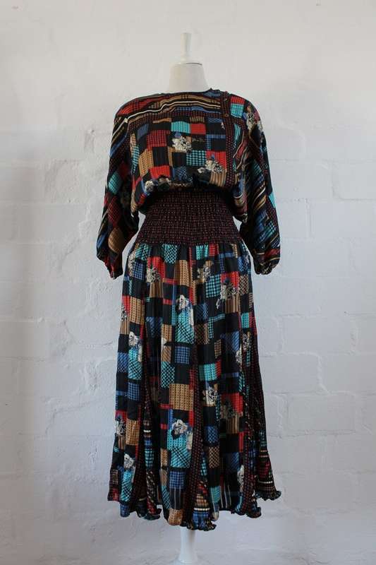 *DIANE FREIS* DESIGNER VINTAGE BLACK PRINTED COCKTAIL DRESS - SIZE 12