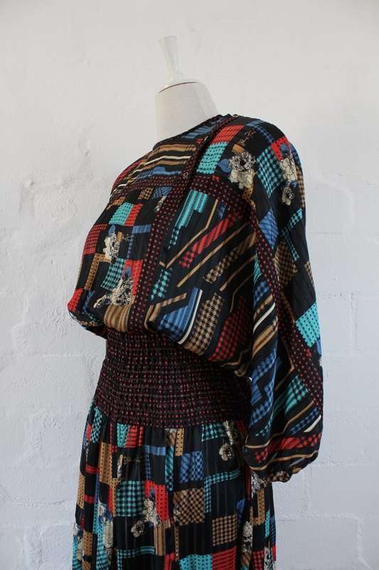 *DIANE FREIS* DESIGNER VINTAGE BLACK PRINTED COCKTAIL DRESS - SIZE 12