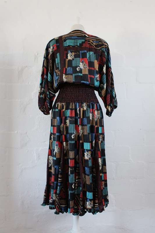 *DIANE FREIS* DESIGNER VINTAGE BLACK PRINTED COCKTAIL DRESS - SIZE 12