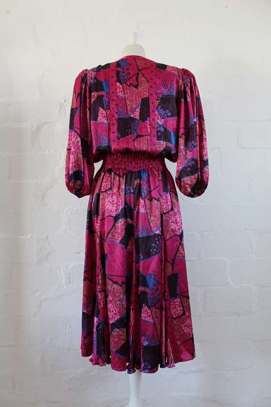 *DIANE FREIS* DESIGNER VINTAGE PINK PRINTED COCKTAIL DRESS - SIZE 12