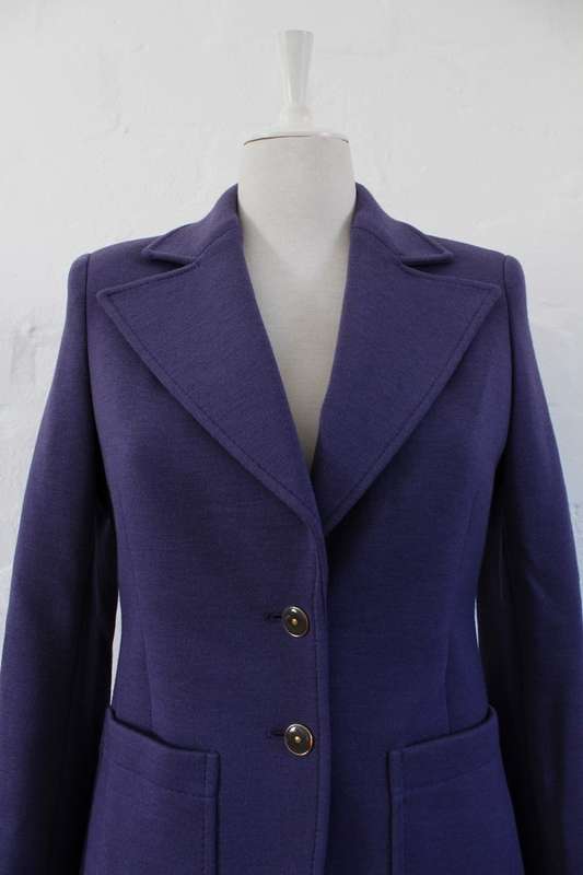 JAEGER DESIGNER VINTAGE WOOL PURPLE BLAZER JACKET - SIZE 10