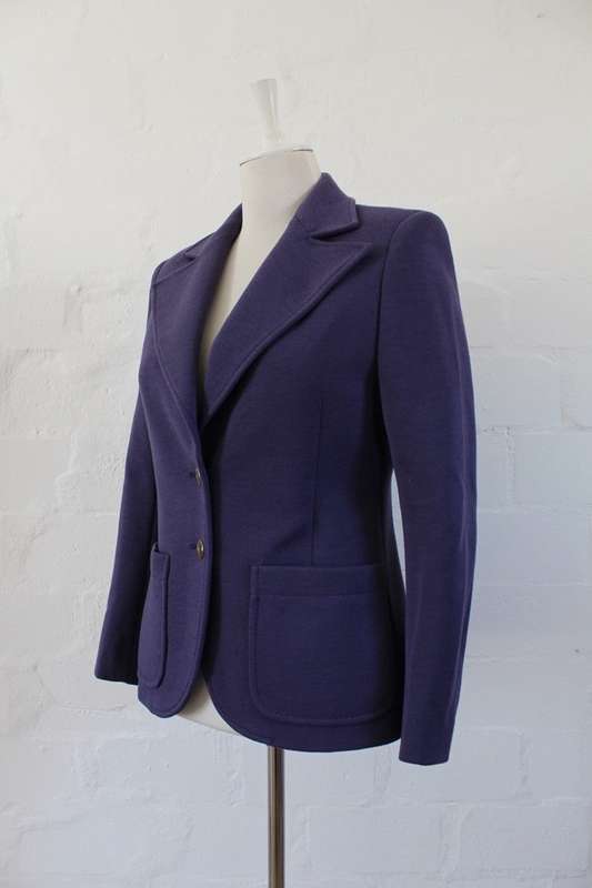 JAEGER DESIGNER VINTAGE WOOL PURPLE BLAZER JACKET - SIZE 10