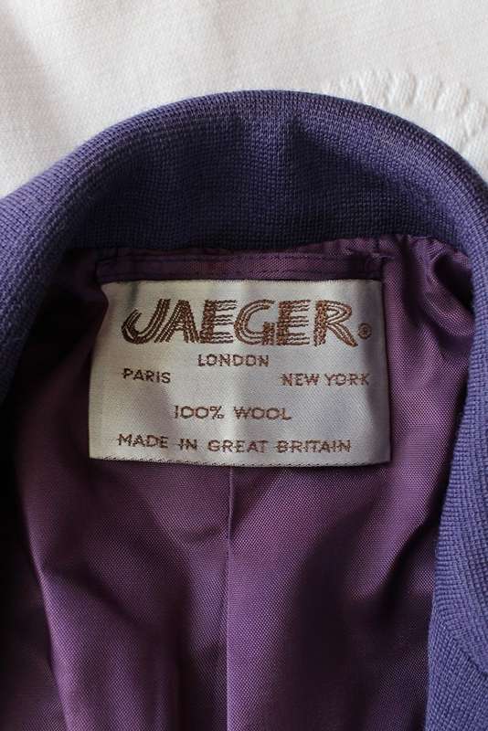JAEGER DESIGNER VINTAGE WOOL PURPLE BLAZER JACKET - SIZE 10