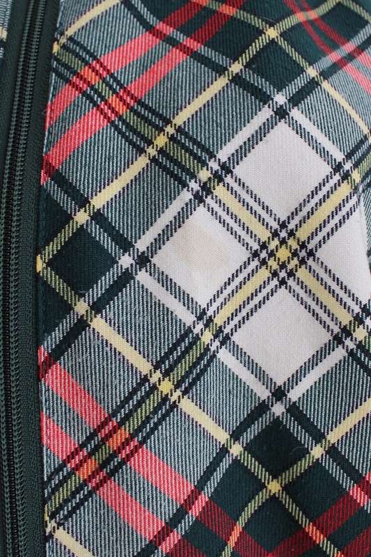 VINTAGE GREEN WHITE RED TARTAN PLAID CHECK BOMBER JACKET - SIZE 16
