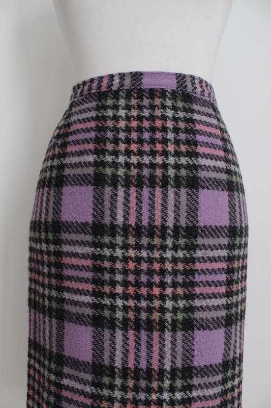 *SUMMER SALE - 50% OFF!* VINTAGE PURPLE HOUNDSTOOTH PLAID STRIPED PENCIL SKIRT - SIZE 8