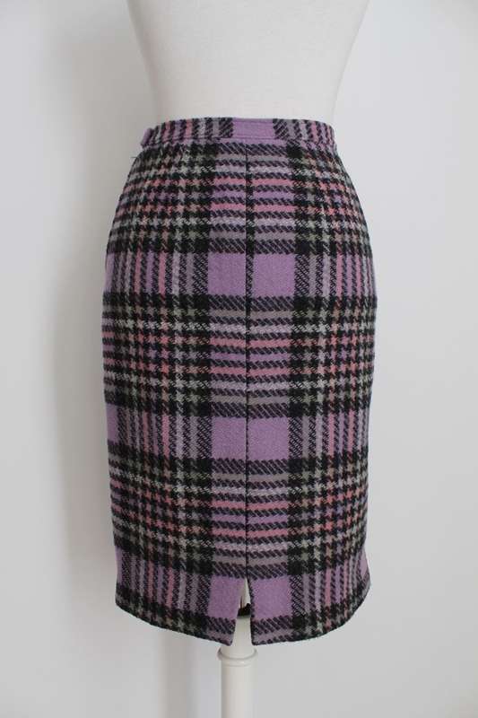 *SUMMER SALE - 50% OFF!* VINTAGE PURPLE HOUNDSTOOTH PLAID STRIPED PENCIL SKIRT - SIZE 8