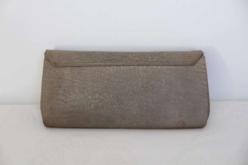 *GENUINE BUFFALO SKIN* CORBEAU CURIO VINTAGE LEATHER CLUTCH PURSE BAG