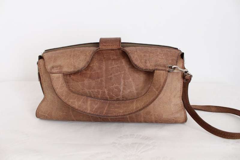 *GENUINE SPRINGBOK SKIN* LEATHER VINTAGE BROWN SHOULDER HANDBAG BAG