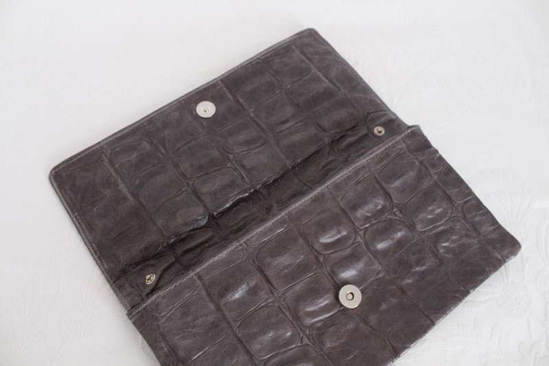 *GENUINE CROCODILE SKIN* VINTAGE GREY CLUTCH BAG HANDBAG PURSE