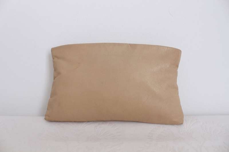 VINTAGE BEIGE GENUINE LEATHER CLUTCH BAG PURSE