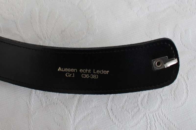 VINTAGE DUCK MOTIF GENUINE LEATHER BLACK WAIST BELT