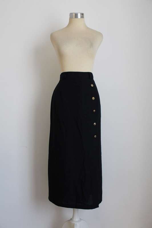 *SUMMER SALE - 50% OFF!* VINTAGE BLACK HIGH WAIST BUTTON DOWN SKIRT - SIZE 10