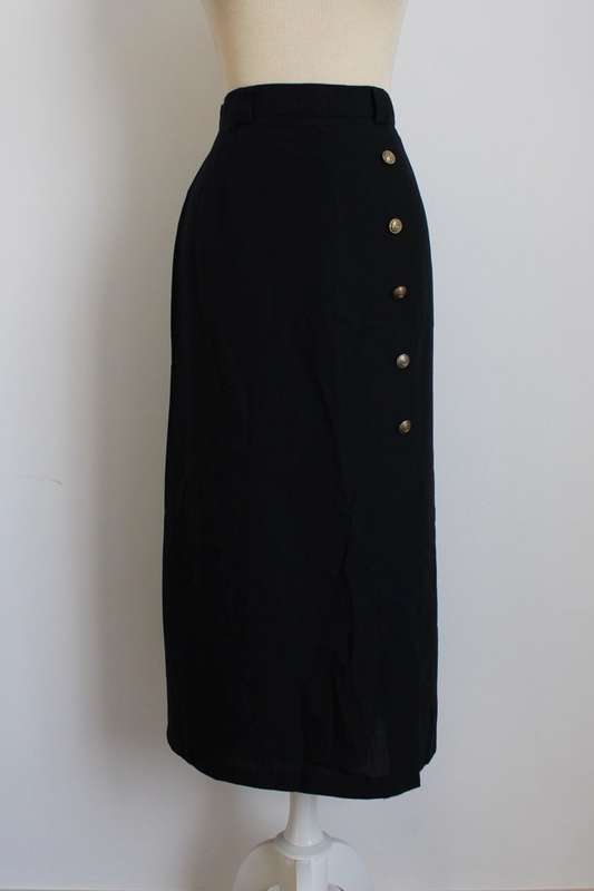 *SUMMER SALE - 50% OFF!* VINTAGE BLACK HIGH WAIST BUTTON DOWN SKIRT - SIZE 10