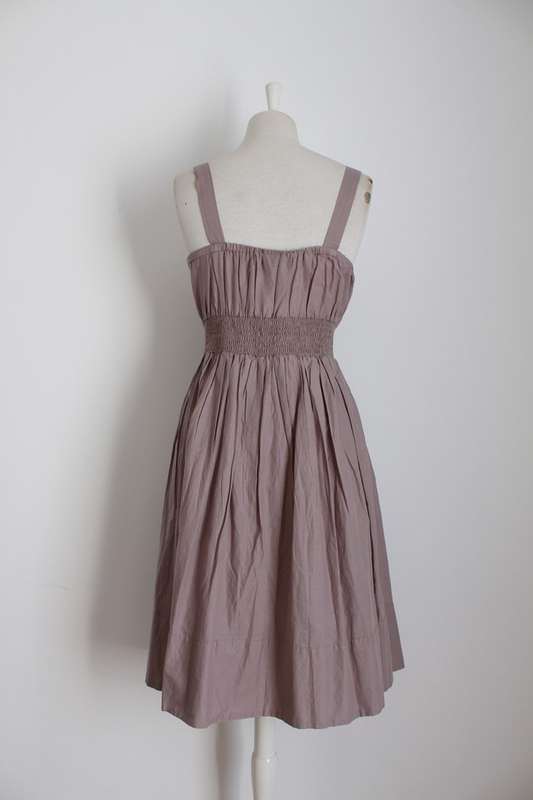 BEIGE COTTON FLORAL EMBROIDERED PLEATED SUMMER DRESS - SIZE 18