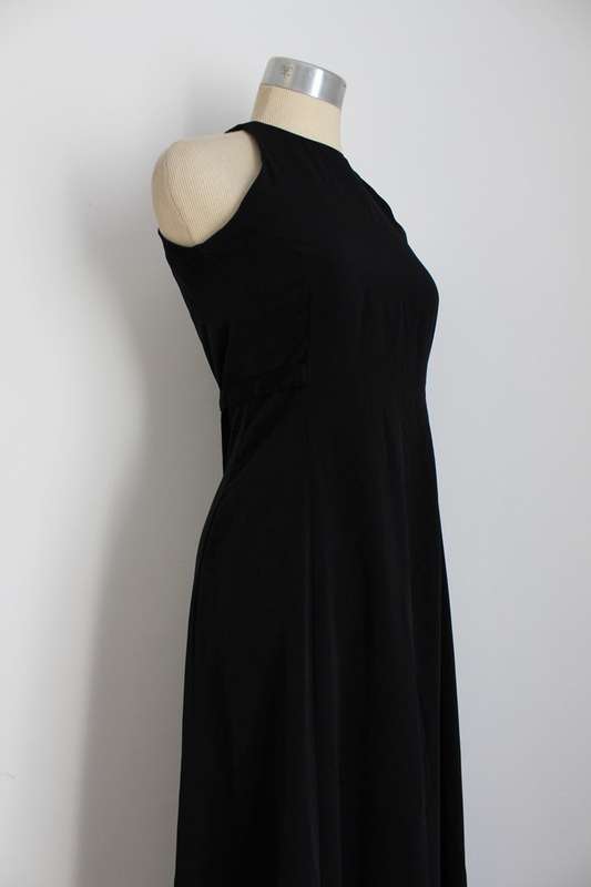 VINTAGE BLACK SLEEVELESS TIE BACK MAXI DRESS - SIZE 10