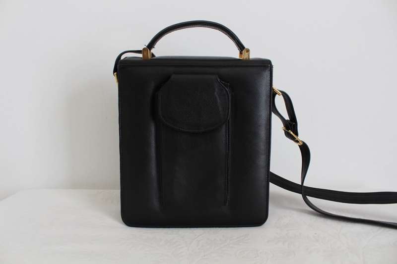 GENUINE LEATHER BLACK SATCHEL MESSENGER SLING BAG HANDBAG