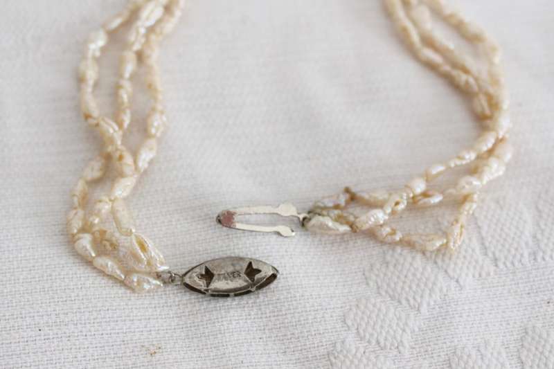 VINTAGE FRESHWATER PEARL SILVER CHOKER NECKLACE
