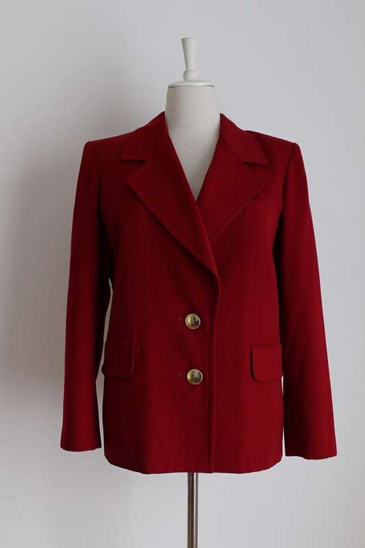 *YVES SAINT LAURENT VARIATION* VINTAGE DESIGNER RED BLAZER JACKET - SIZE 12