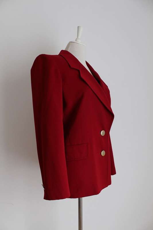 *YVES SAINT LAURENT VARIATION* VINTAGE DESIGNER RED BLAZER JACKET - SIZE 12