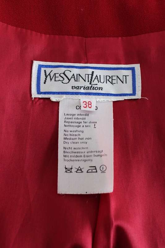 *YVES SAINT LAURENT VARIATION* VINTAGE DESIGNER RED BLAZER JACKET - SIZE 12