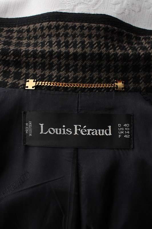 *LOUIS FERAUD* DESIGNER VINTAGE HOUNDSTOOTH BLACK JACKET - SIZE 14