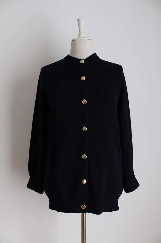 VINTAGE HAWICO SCOTLAND FOR JENNERS WOOL NAVY CARDIGAN JERSEY - SIZE M