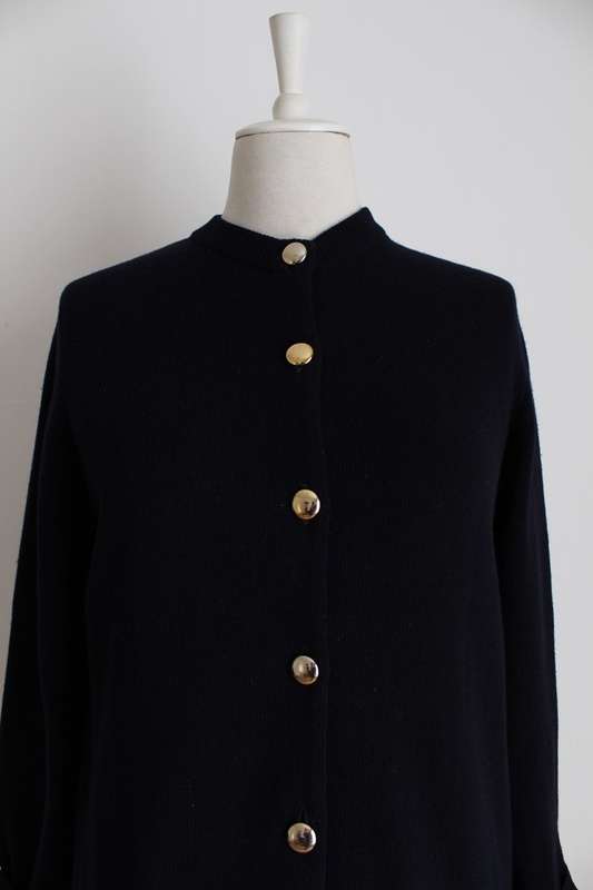 VINTAGE HAWICO SCOTLAND FOR JENNERS WOOL NAVY CARDIGAN JERSEY - SIZE M