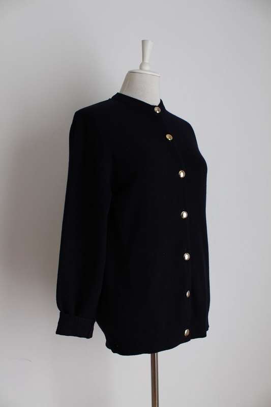VINTAGE HAWICO SCOTLAND FOR JENNERS WOOL NAVY CARDIGAN JERSEY - SIZE M
