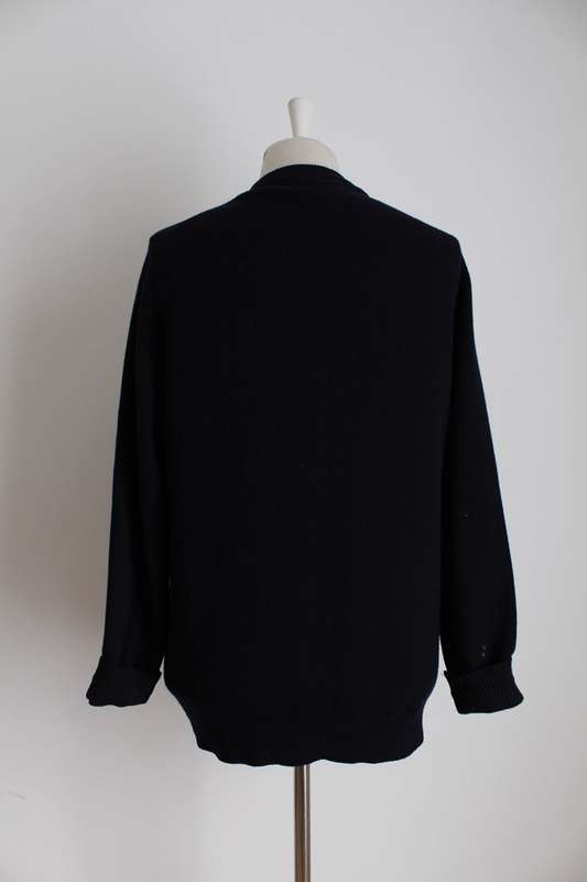 VINTAGE HAWICO SCOTLAND FOR JENNERS WOOL NAVY CARDIGAN JERSEY - SIZE M