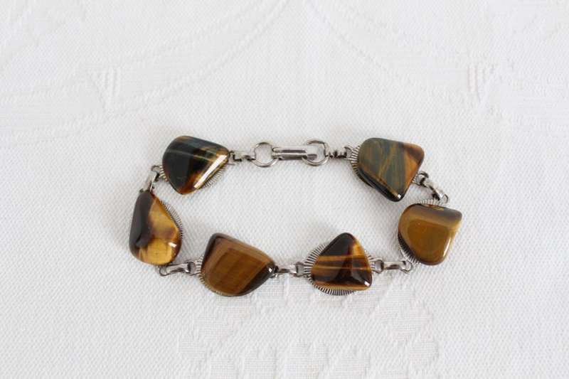GENUINE TIGERS EYE VINTAGE BROWN STONE BRACELET BANGLE