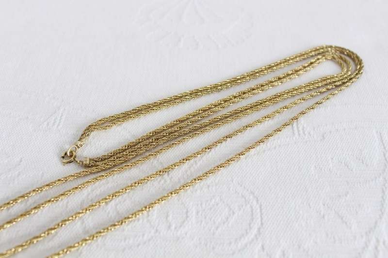 ROLLED GOLD VINTAGE TWO STRAND LONG CHAIN NECKLACE