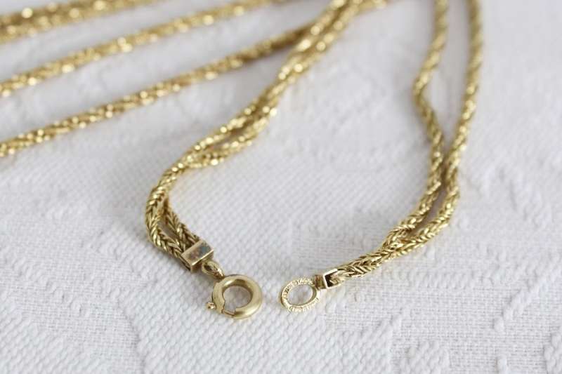 ROLLED GOLD VINTAGE TWO STRAND LONG CHAIN NECKLACE