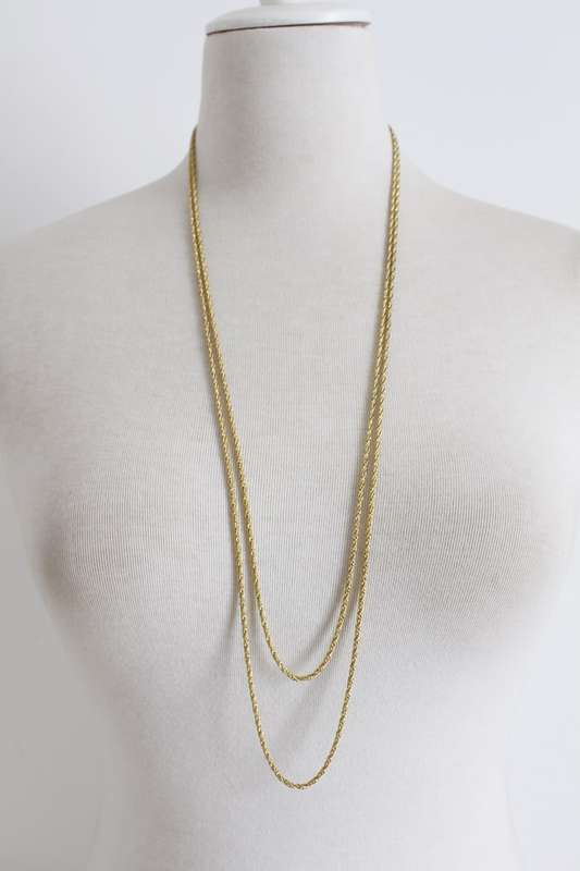 ROLLED GOLD VINTAGE TWO STRAND LONG CHAIN NECKLACE