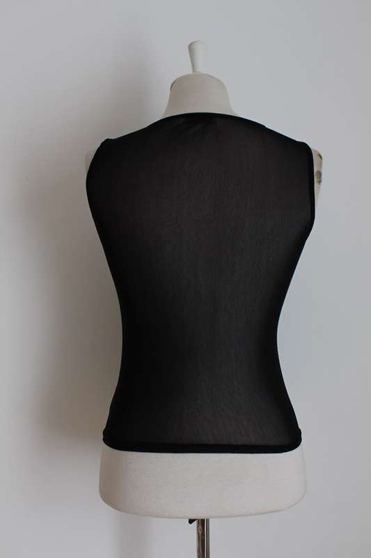 BLACK SEQUINED BEADED SHEER MESH SLEEVELESS TOP - SIZE 12