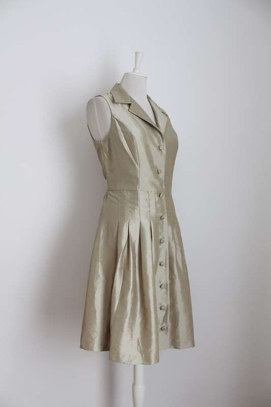 *JESSICA HOWARD* SILK VINTAGE BUTTON DOWN COCKTAIL DRESS - SIZE 12