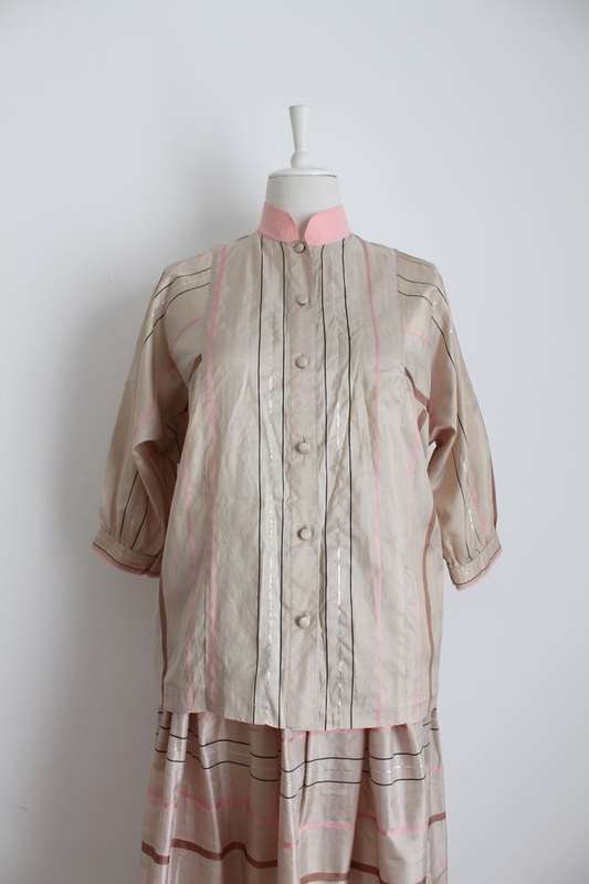 *ELZBIETA ROSENWERTH* DESIGNER VINTAGE 100% SILK SKIRT BLOUSE TWO PIECE - SIZE 8