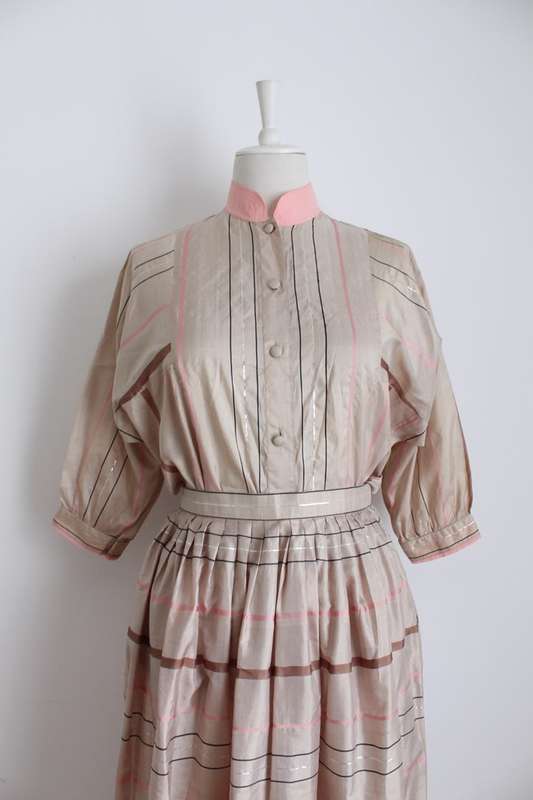 *ELZBIETA ROSENWERTH* DESIGNER VINTAGE 100% SILK SKIRT BLOUSE TWO PIECE - SIZE 8