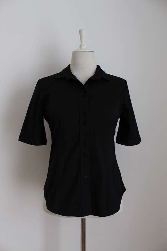 *ARMANI JEANS* DESIGNER BLACK SHORT SLEEVE SHIRT TOP BLOUSE - SIZE 12