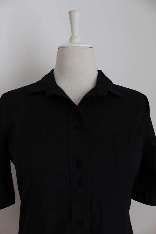 *ARMANI JEANS* DESIGNER BLACK SHORT SLEEVE SHIRT TOP BLOUSE - SIZE 12