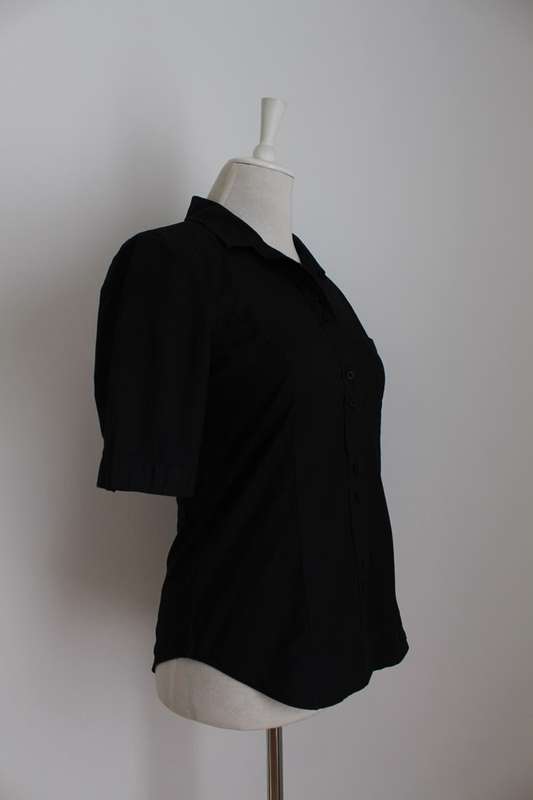 *ARMANI JEANS* DESIGNER BLACK SHORT SLEEVE SHIRT TOP BLOUSE - SIZE 12