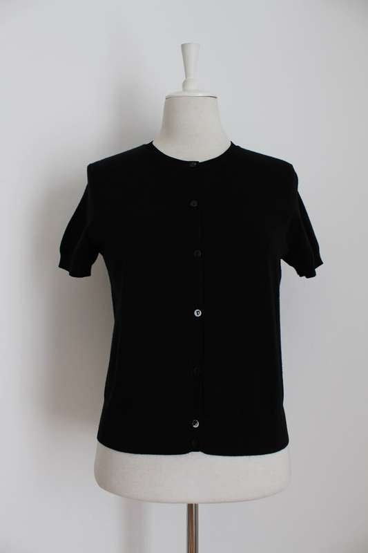 BLACK SHORT SLEEVE CARDIGAN JERSEY - SIZE L