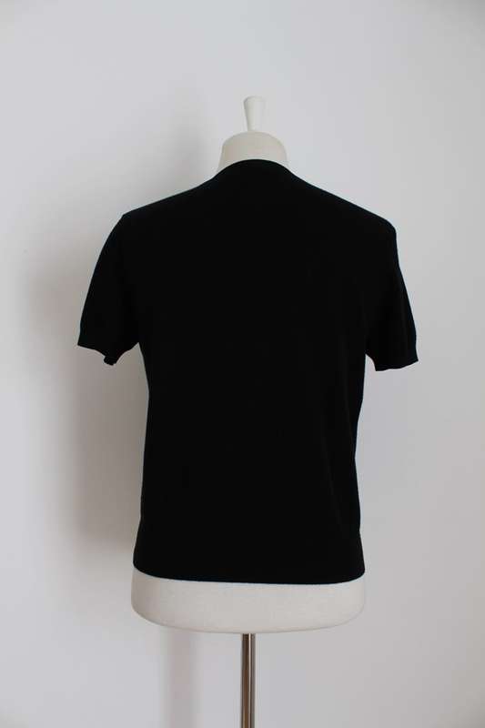 BLACK SHORT SLEEVE CARDIGAN JERSEY - SIZE L