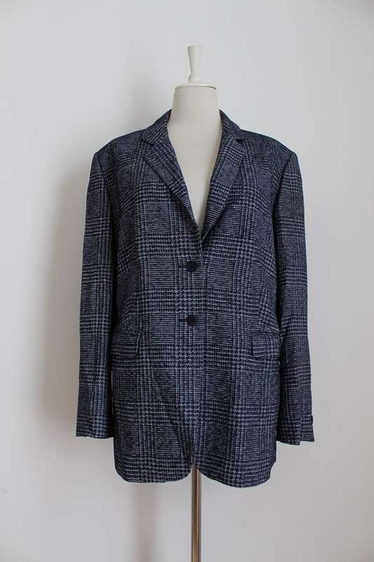BLUE HOUNDSTOOTH CHECK CHENILLE JACKET BLAZER - SIZE 20