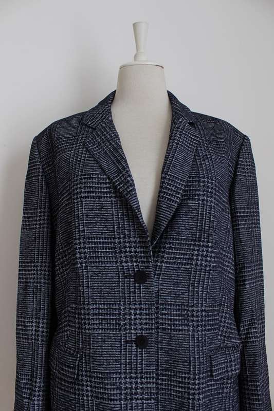 BLUE HOUNDSTOOTH CHECK CHENILLE JACKET BLAZER - SIZE 20
