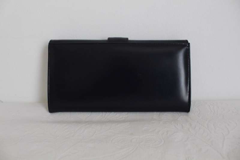 GENUINE PATENT LEATHER VINTAGE NAVY BLUE CLUTCH BAG PURSE