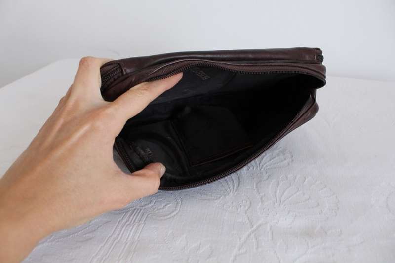 *BUSBY* GENUINE LEATHER BROWN UNISEX CLUTCH BAG PURSE WALLET
