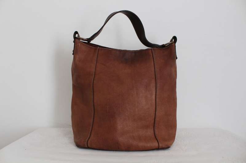 GENUINE LEATHER WOOLWORTHS BROWN TOTE SHOULDER BAG HANDBAG