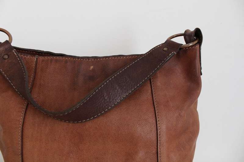 GENUINE LEATHER WOOLWORTHS BROWN TOTE SHOULDER BAG HANDBAG