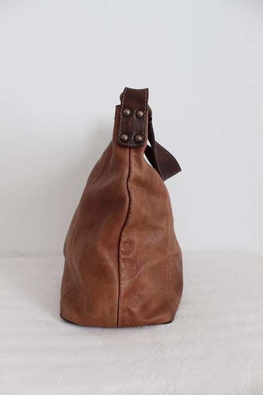GENUINE LEATHER WOOLWORTHS BROWN TOTE SHOULDER BAG HANDBAG